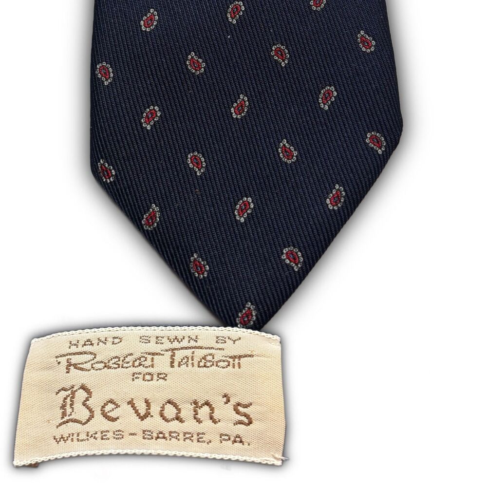 Bevans vintage navy silk patterned tie